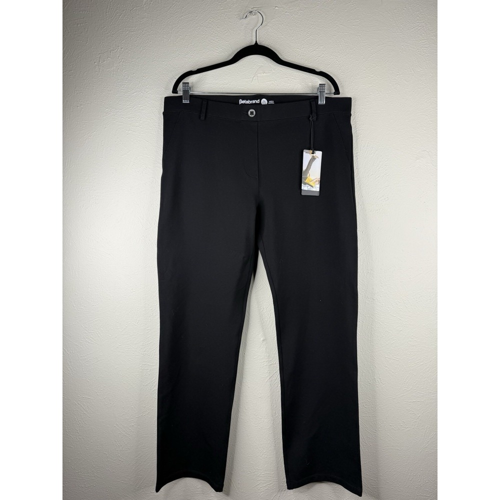 Betabrand Women's Size Petite 2XL P Black Straight Leg Dress Yoga Pants